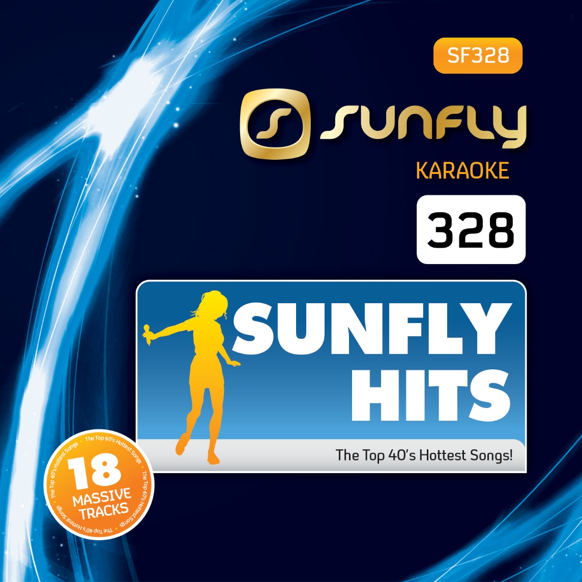 Sunfly Karaoke Disc SF328 offering The Top 40's Hottest Songs from Jamie's Karaoke